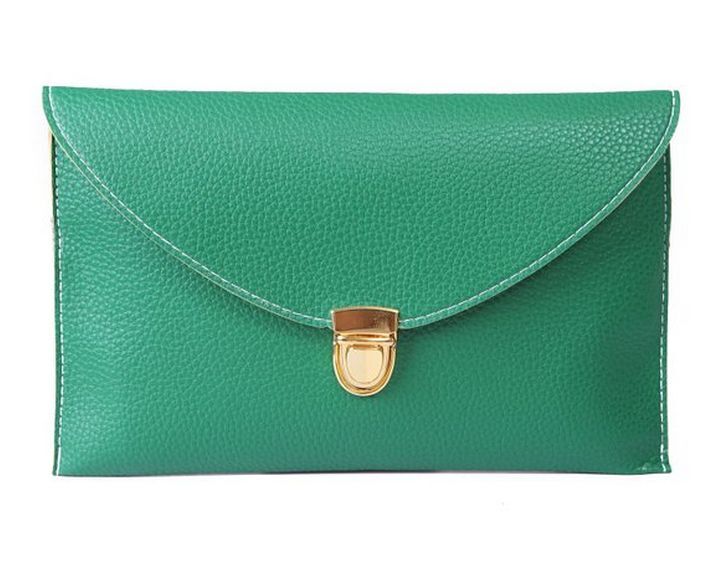 Fashion Leather Envelope Clutch with Drop-in Chain Shoulder Strap