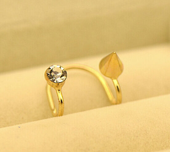 2X Magik Rhinestone EarStud Crystal Ear Cuff Wrap Clip On Non-piercing Earrings
