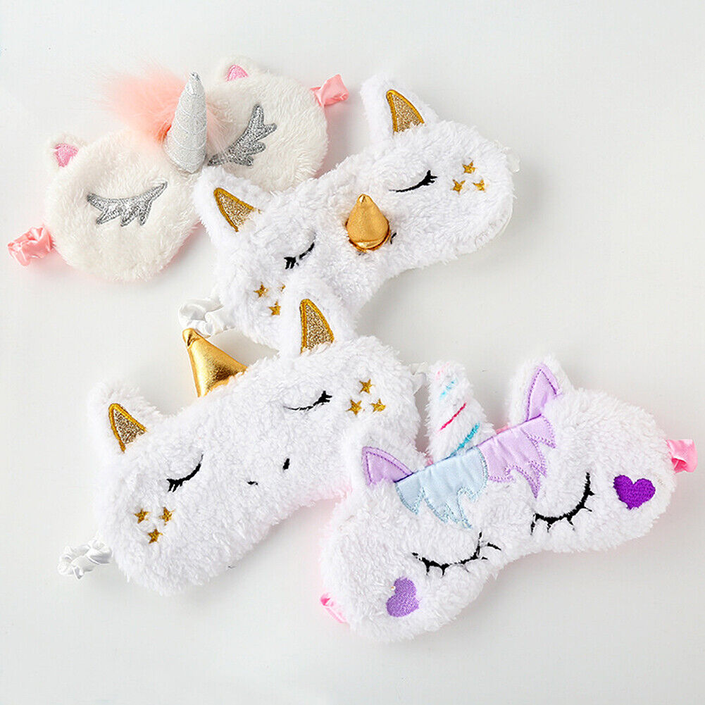 US Unicorn Animal Eye Mask Soft Plush Sleep Masks Sleeping Blindfold Traveling