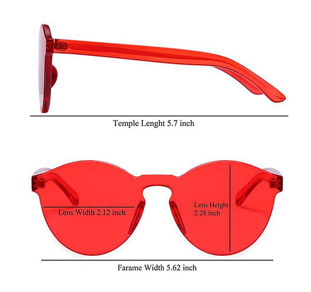 1-2 Pcs One Piece Round Heart Rimless Sunglasses Transparent Oversized Eyewear