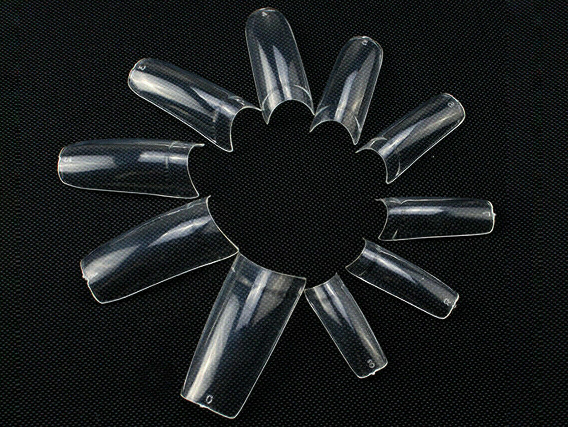 500-1000 Pcs Coffin Nail Tips Long Square French Fake False Nails Transparent US