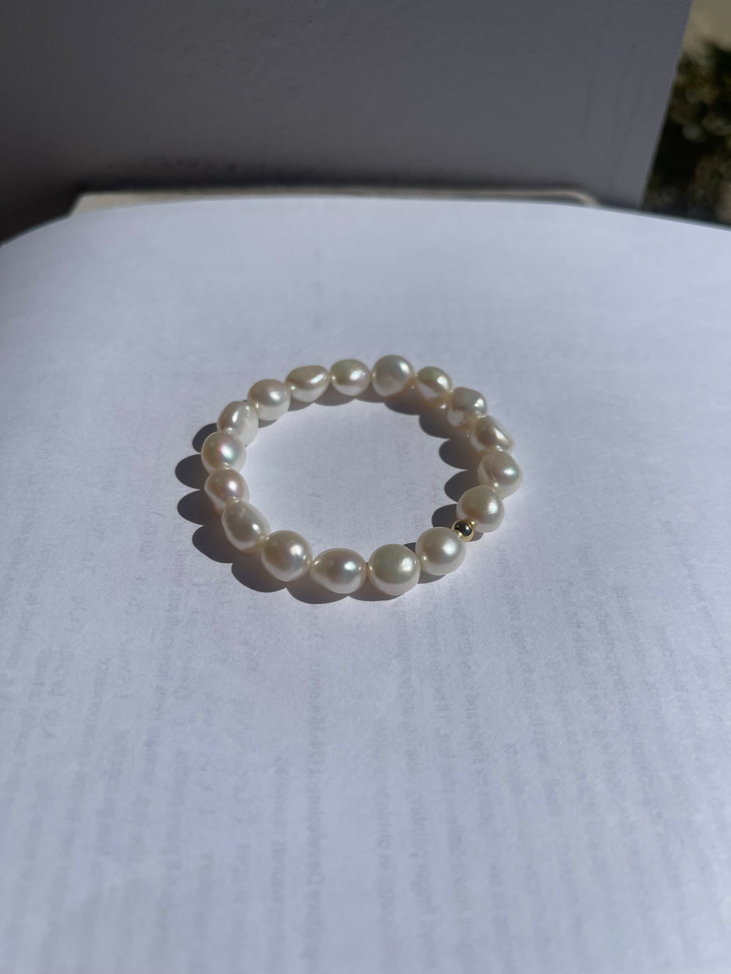 Magik Custom Personalized Cultured Freshwater Baroque Pearl Stretch Elastic Bracelet Gift for Women Girls