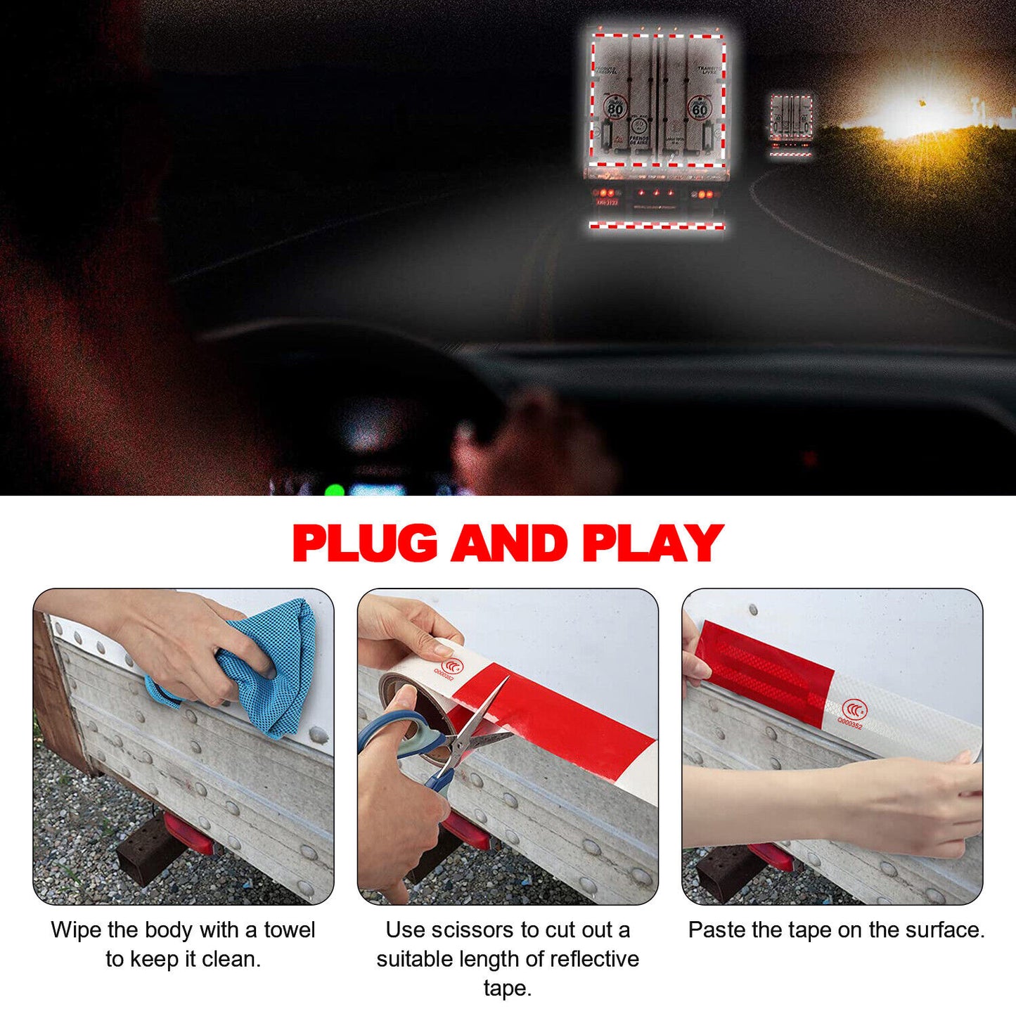 US Reflective Safety Tape Waterproof Red White Trailer Truck Conspicuity Warning