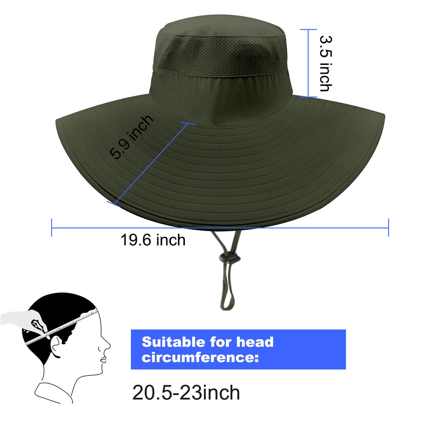 US 1~2 Pack Wide Brim Foldable & Adjustable Bucket Sunhat All Seasons Waterproof