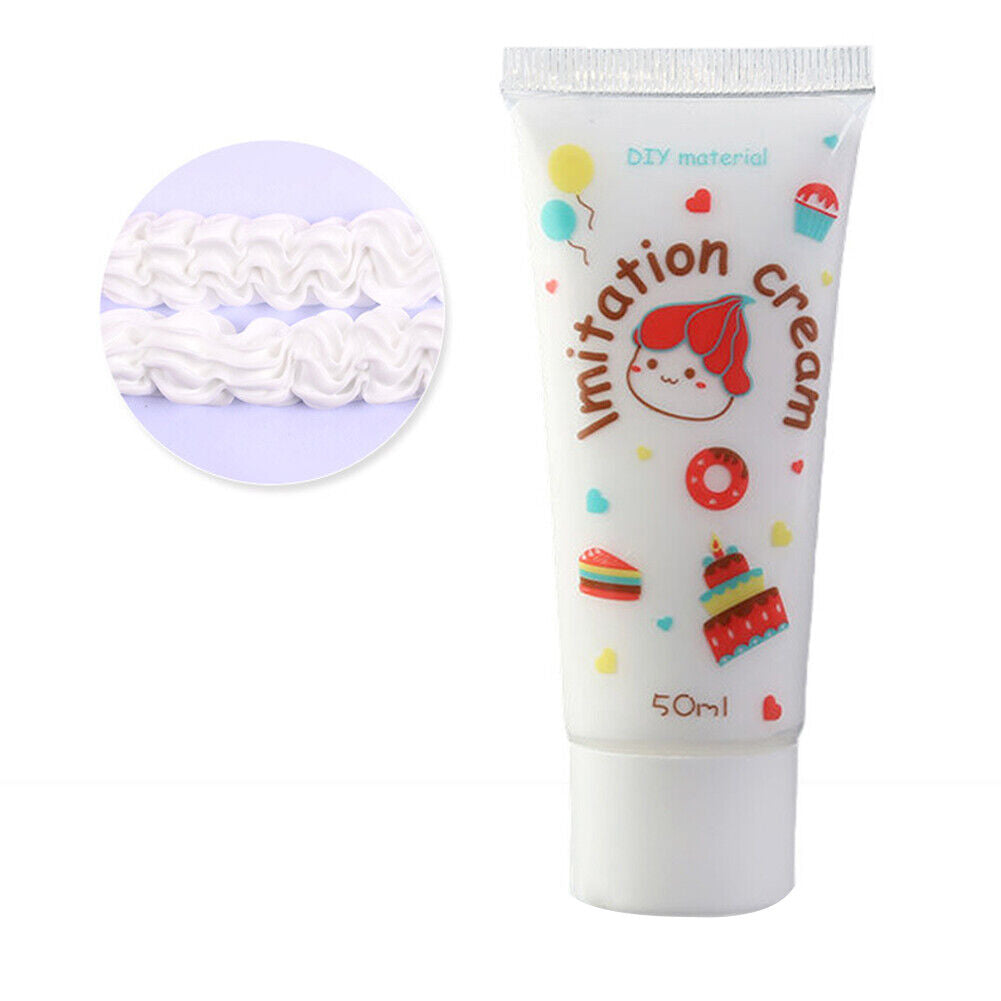 US 14 Pcs 50g Simulation Cream Adhesive Fake Whipped Cream Glue Set w/14 Nozzles