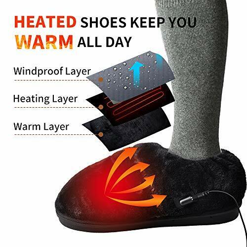 Foot Warmer Heated Indoor Shoes, USB Electric Heated Up Cold Weather House Shoes