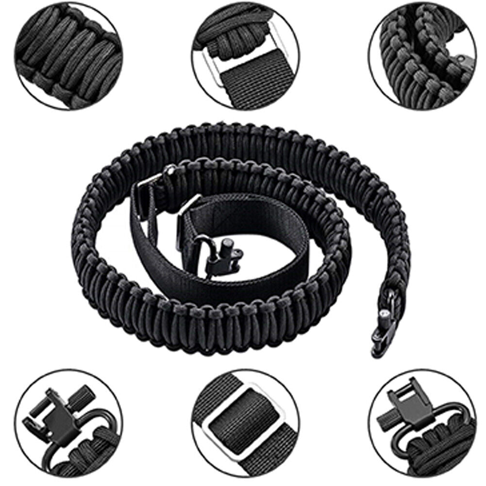 US 2 Pack Tactical 550 Paracord Rifle Gun Sling Shotgun Crossbow 2 Point Swivel