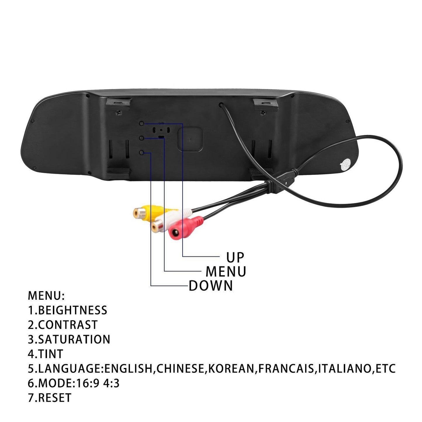 Backup Car Camera Rear View Safety Distance Lines, 4.3" LCD Display