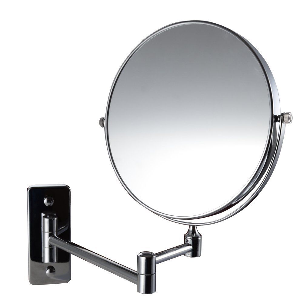 KES 3X 10X Magnification Two-Sided Swivel Wall Mount Mirror 8'', Polished Chrome