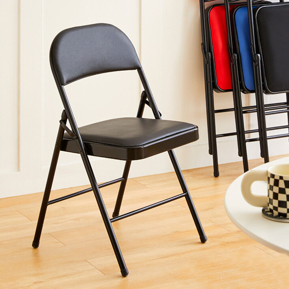 US 4 Pack Upgrade Vinyl Padded Seat Metal Back Folding Chair Heavy Duty Durable