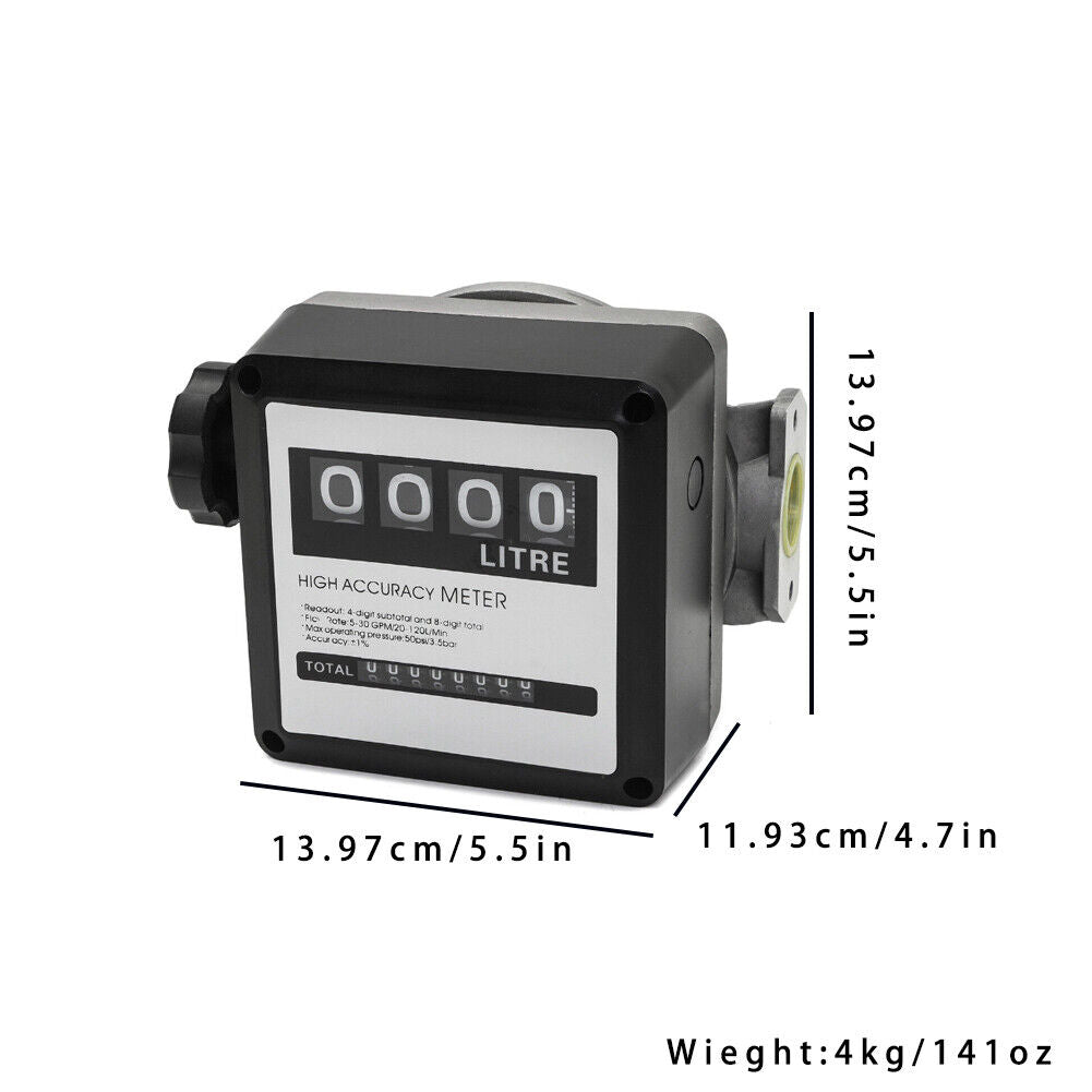 US Fuel Flow Meter Digital Diesel Transfer Pump Counter Gas Oil Flowmeter Fine