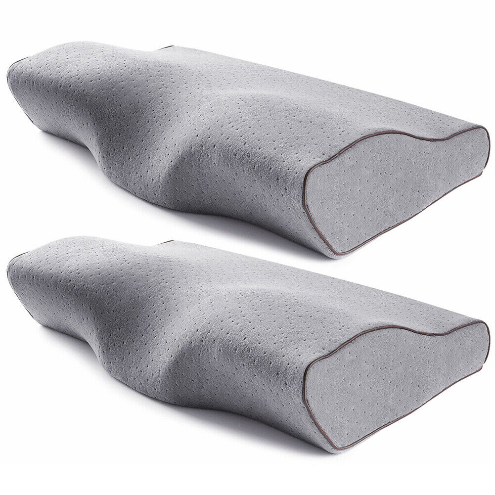 US 2 Pack Contour Memory Foam Pillow Neck Pain Relief Adjustable Washable Cover