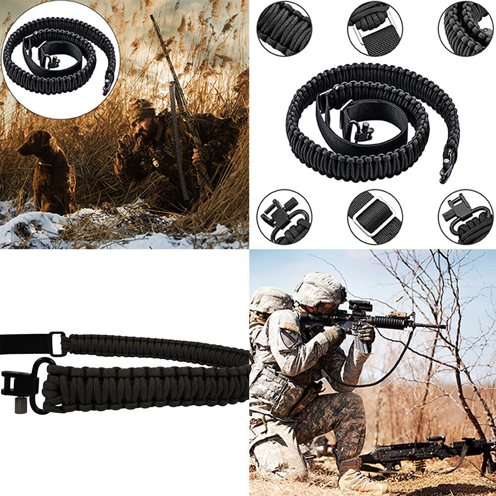 US 2 Pack Tactical 550 Paracord Rifle Gun Sling Shotgun Crossbow 2 Point Swivel