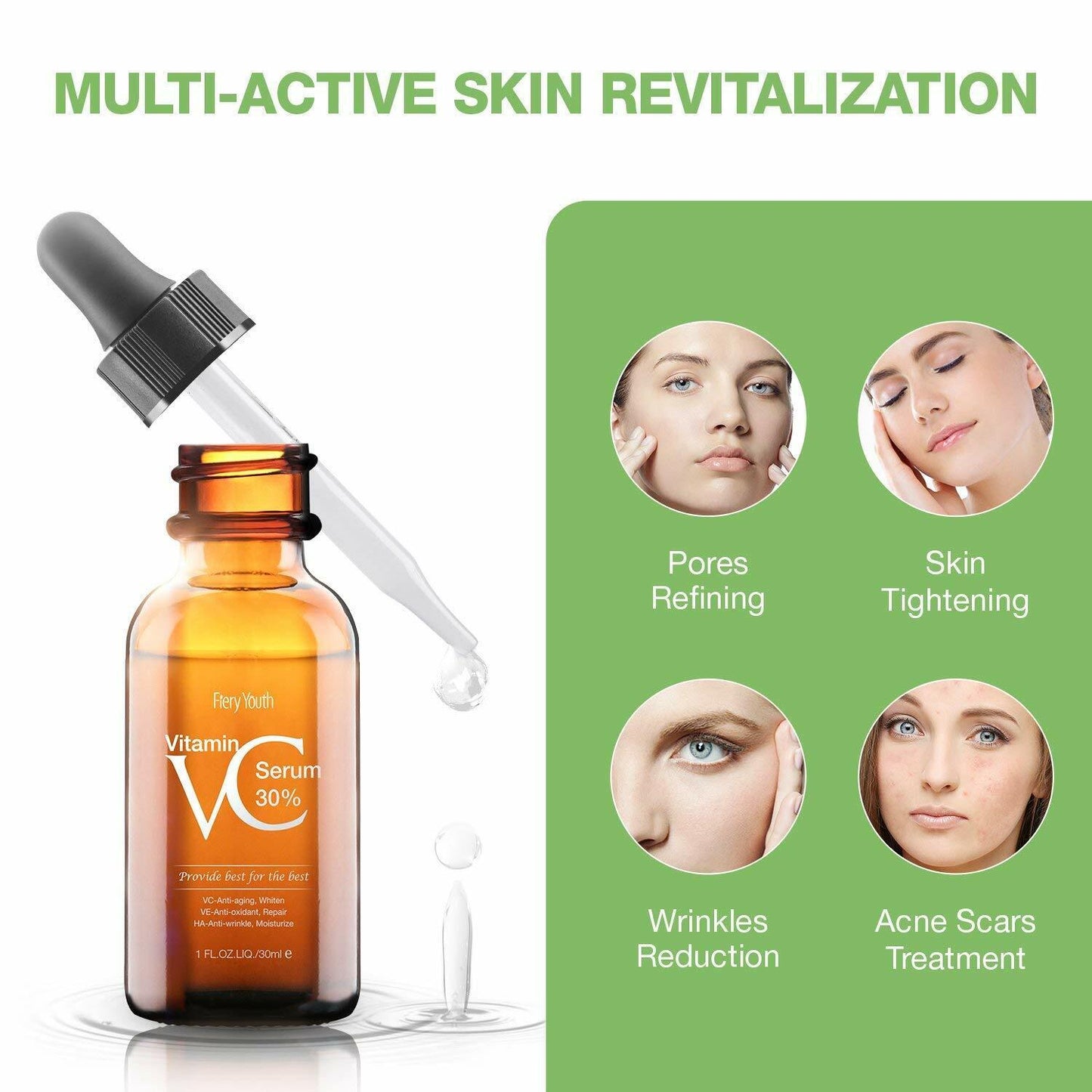 30% Vitamin C Serum ,Hyaluronic Acid Vitamin E - Natural & Organic Anti Wrinkle