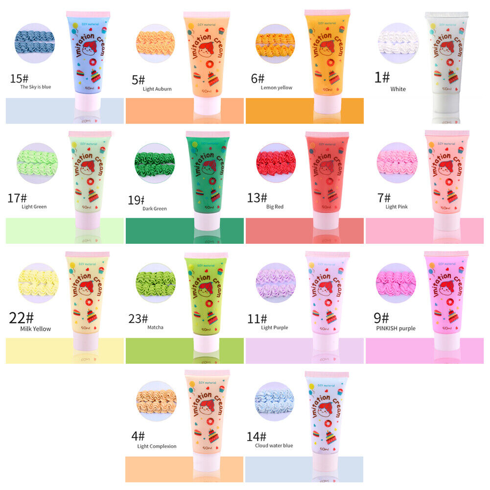 US 14 Pcs 50g Simulation Cream Adhesive Fake Whipped Cream Glue Set w/14 Nozzles