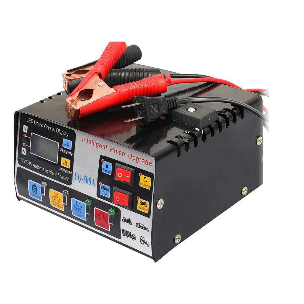 Intelligent Automatic Car Battery Charger 12/24V 9A Pulse Repair Starter AGM/GEL