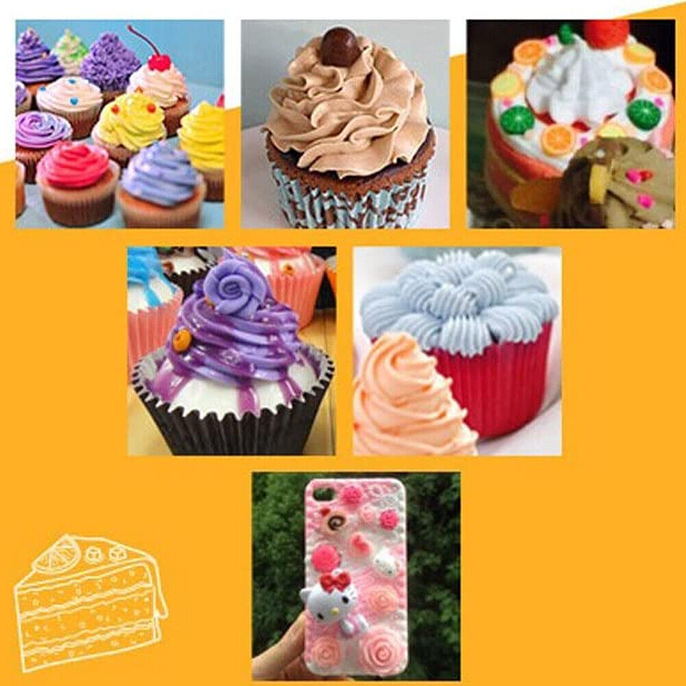 US 14 Pcs 50g Simulation Cream Adhesive Fake Whipped Cream Glue Set w/14 Nozzles