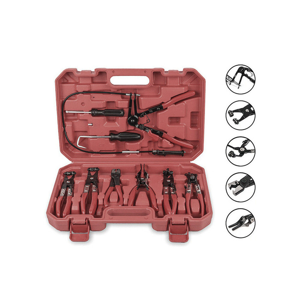 US 10Pc Flexible Hose Clamp Pliers Wire Long Reach Fuel Oil Water Hose Remover T