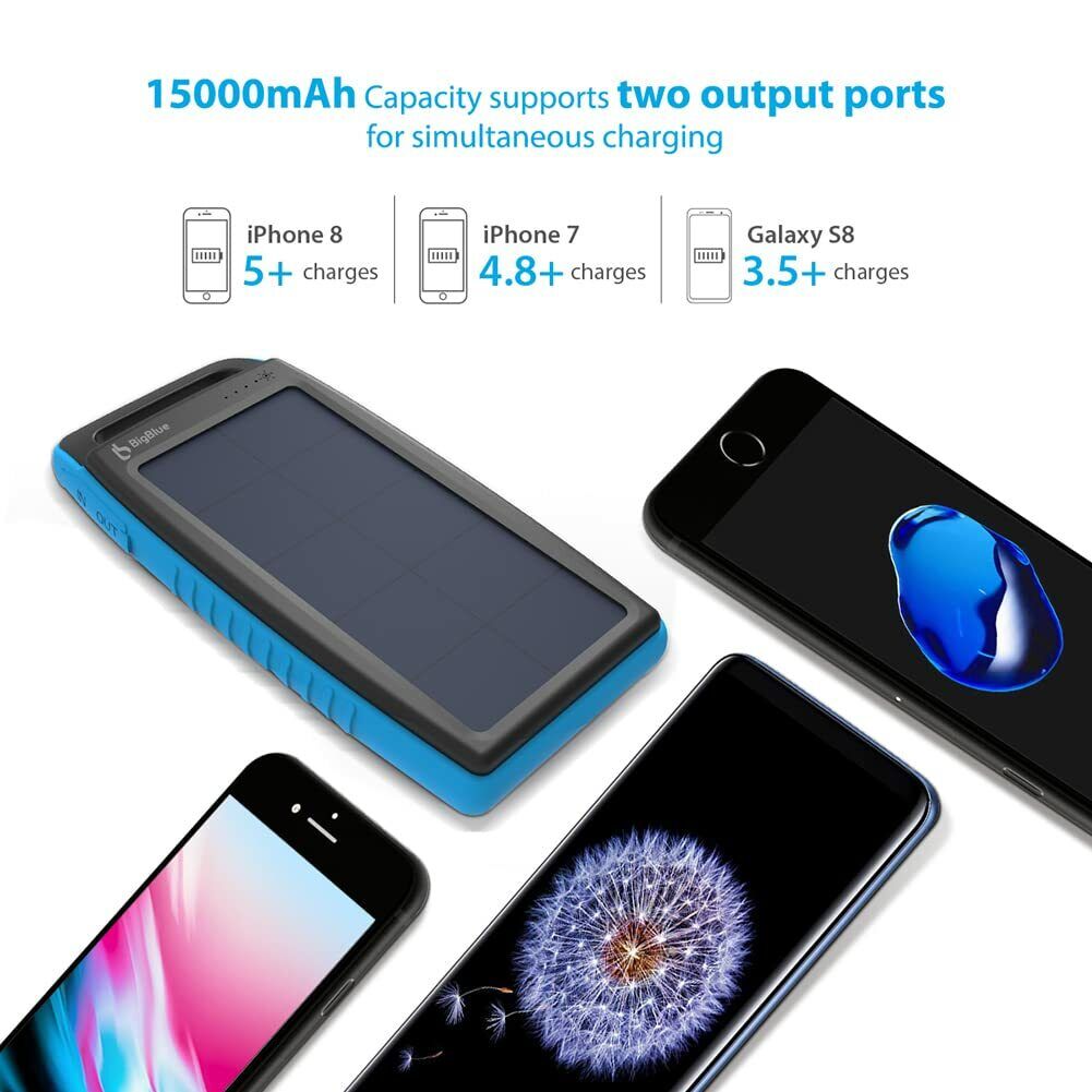 LEDWaterproof Dual USB Ports Emergency Portable Solar Powered Power Bank Charger