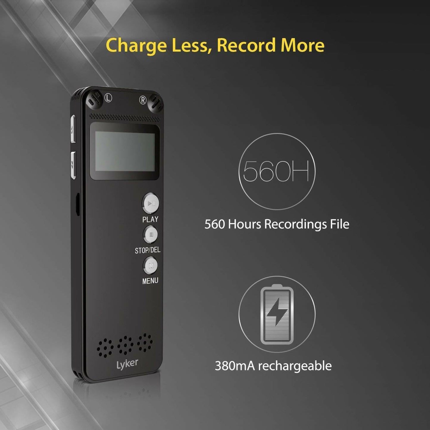 Lyker VM-31 Digital Voice Recorder for Lectures 8GB with Dual Microphone