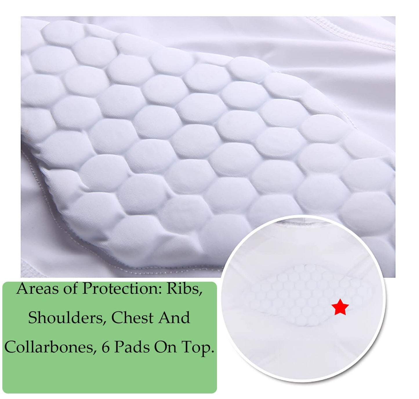 Mens Padded Compression Shirt Womens White Protective Shirt Rib Chest Protector