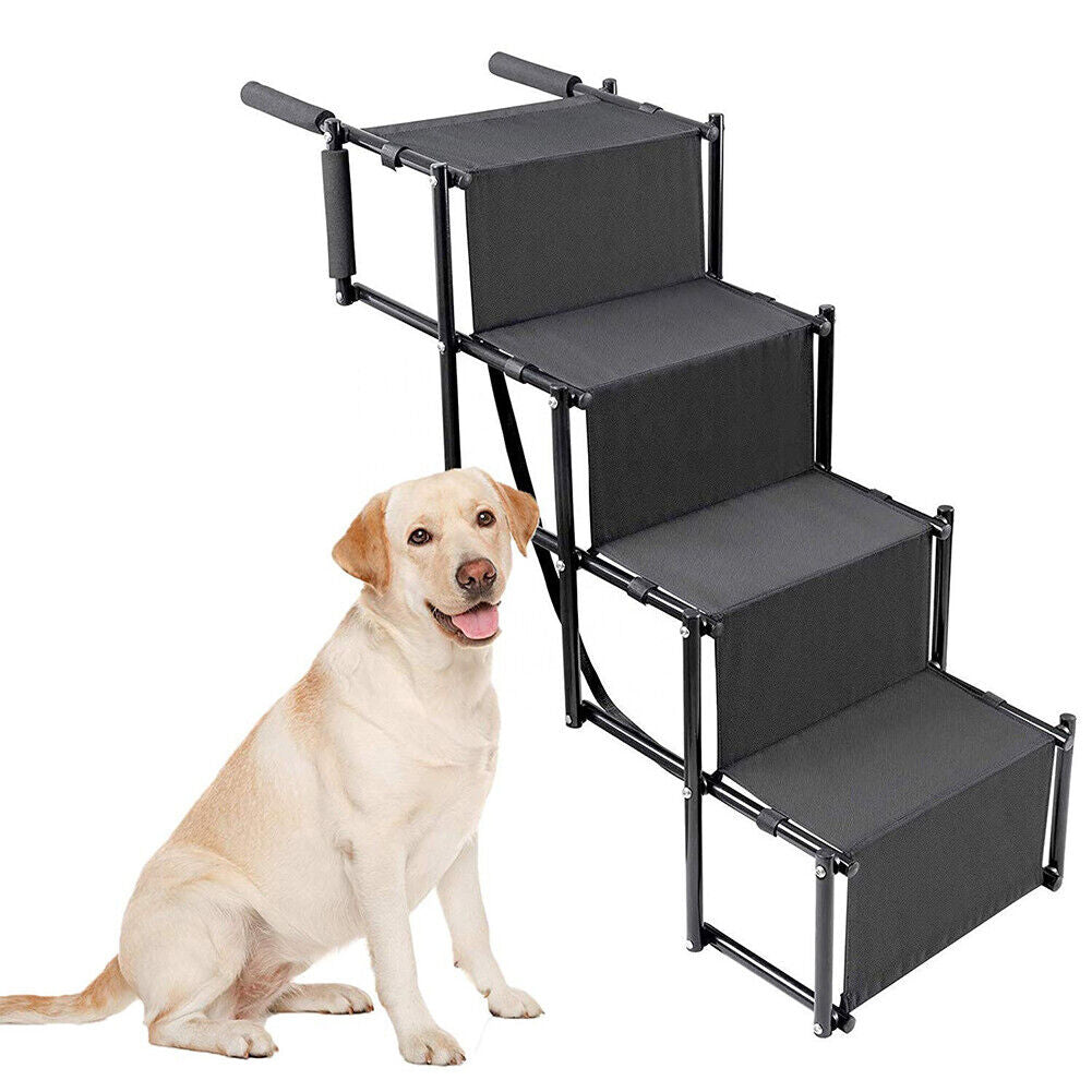 US Folding Dog Pet Steps Ramp Stairs Car Boot Portable Ladder Metal Accordion