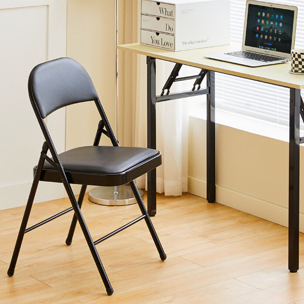 US 4 Pack Upgrade Vinyl Padded Seat Metal Back Folding Chair Heavy Duty Durable