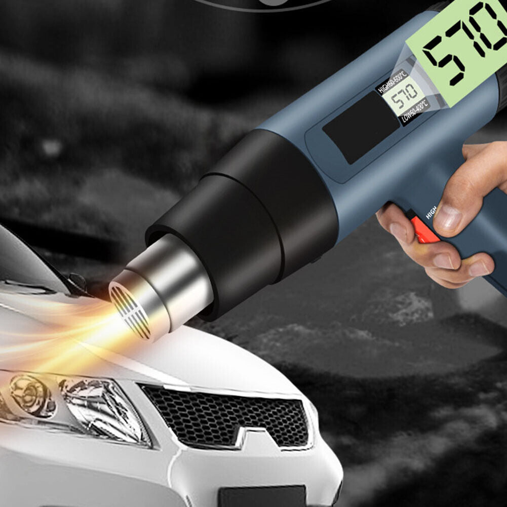 US 2500W Heat Gun Electric Hot Air Gun Dual Temperature LCD Display 4 Nozzles