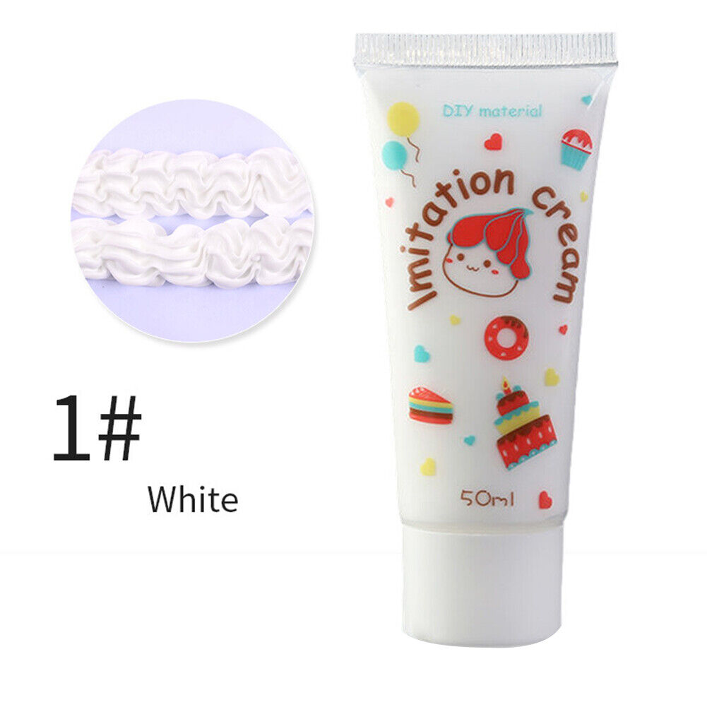 US 14 Pcs 50g Simulation Cream Adhesive Fake Whipped Cream Glue Set w/14 Nozzles