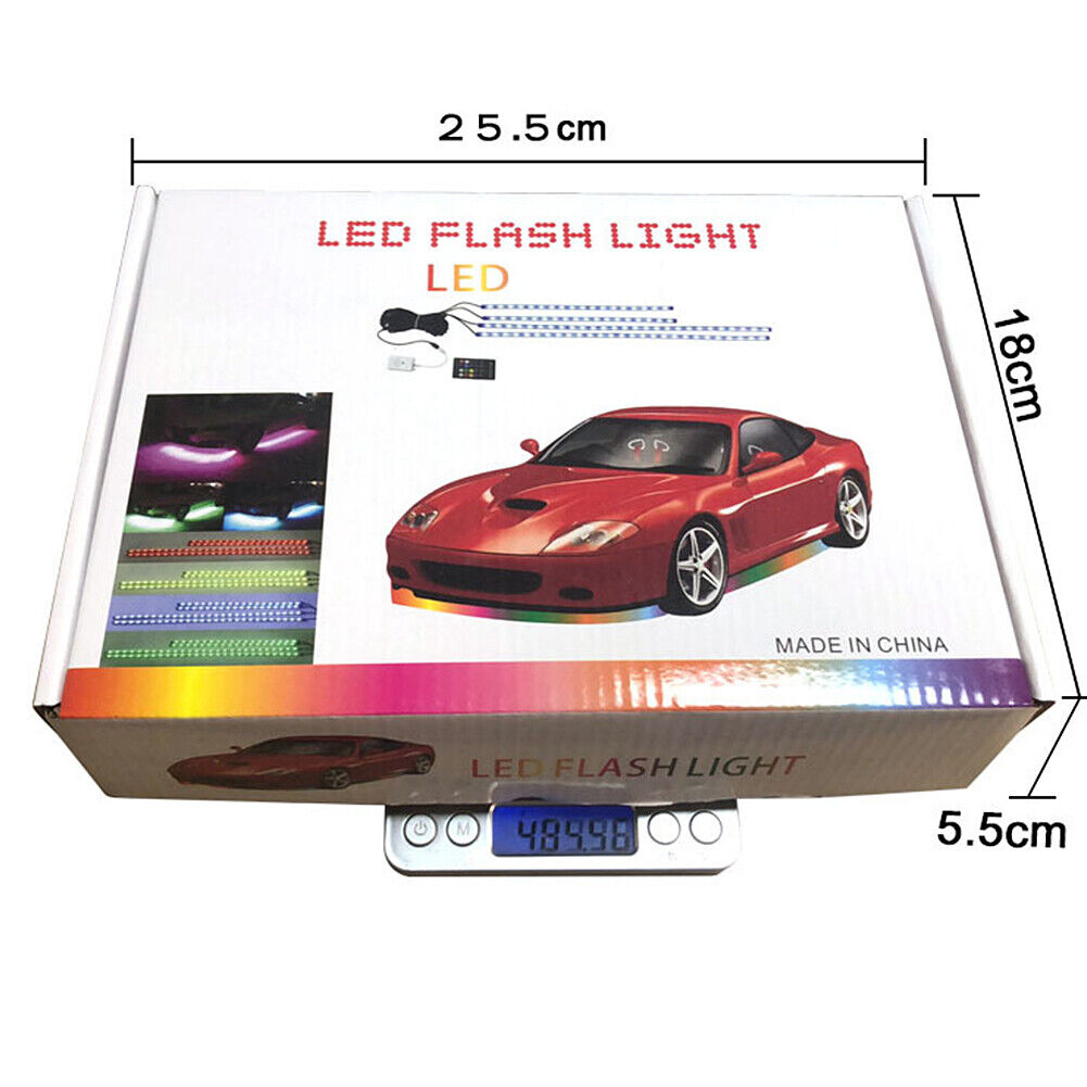 US 4Pcs 12V Neon Accent Lights Kit Car Underglow Lights Waterproof Underglow Led