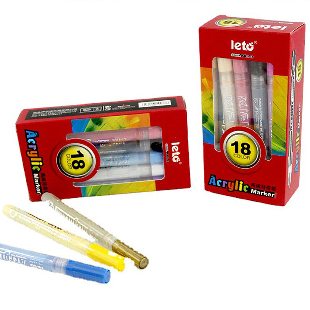 US 18 Color Set Acrylic Water-Based Paint Marker Rock Glass Ceramic Arts Crafts
