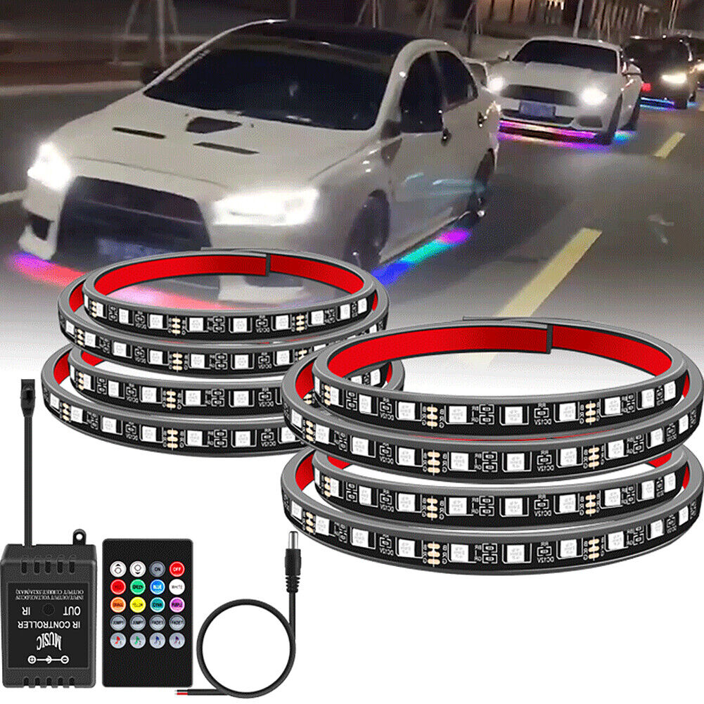 US 4Pcs 12V Neon Accent Lights Kit Car Underglow Lights Waterproof Underglow Led