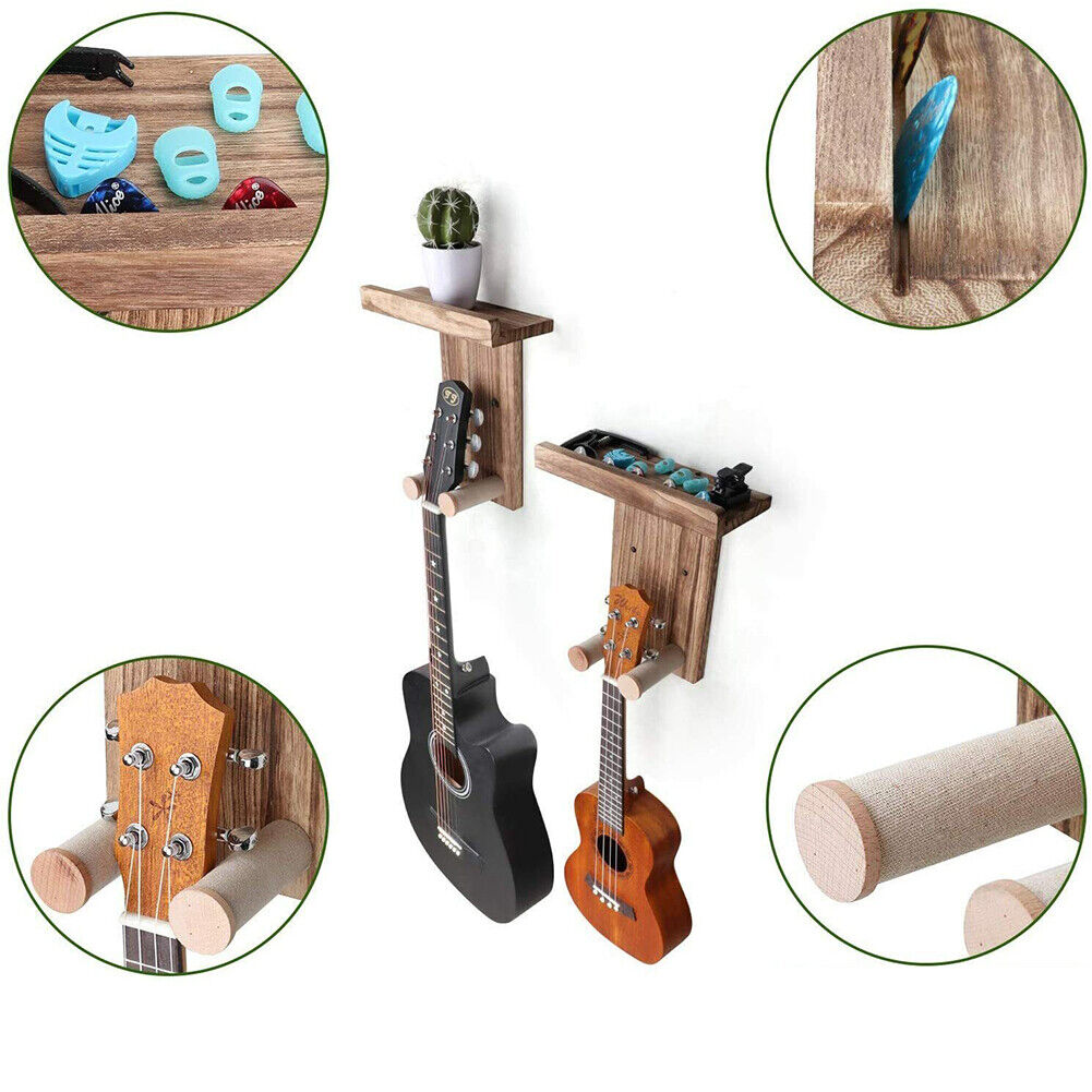 US 4 Pack Guitar Wall Hanger Guitar Wall Mount Holder With Pick Holder