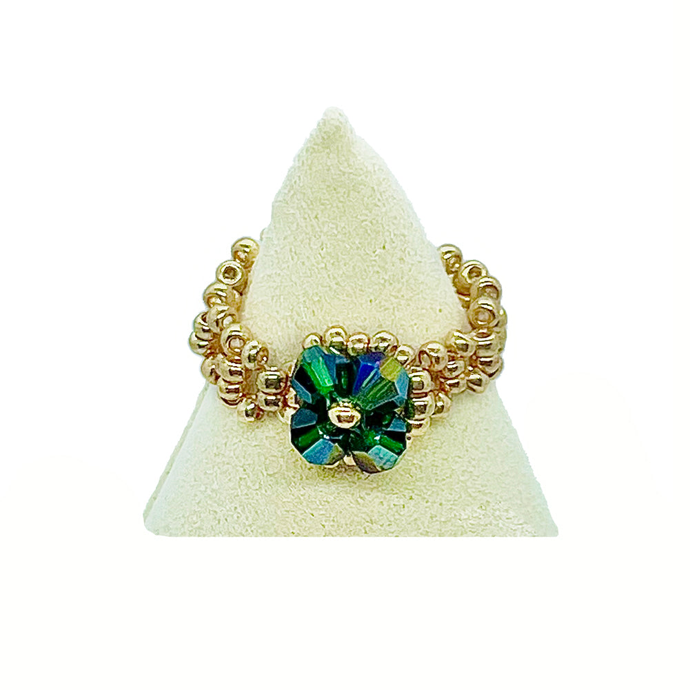 Magik Custom Flower 3D 4-Petal Flower Floral Luxury Ring Women Girl Holiday Gift