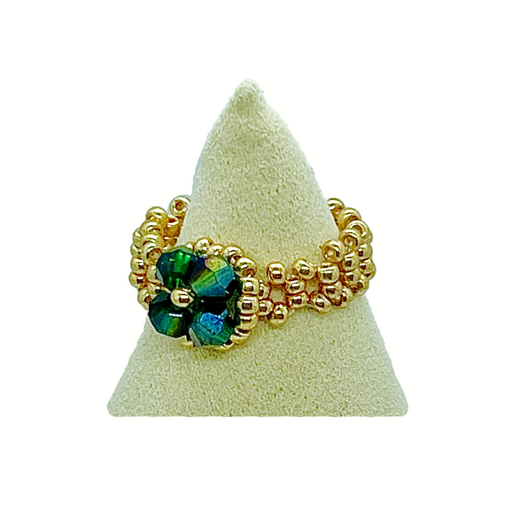 Magik Custom Flower 3D 4-Petal Flower Floral Luxury Ring Women Girl Holiday Gift