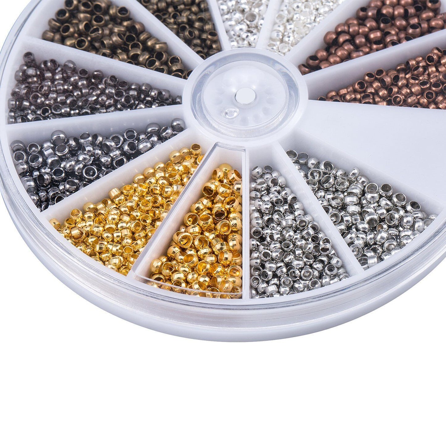 Crimp Beads 2250PCS 6 Colors 2mm 2.5mm Mix Round Bras Tube Bracelet Loose Beads