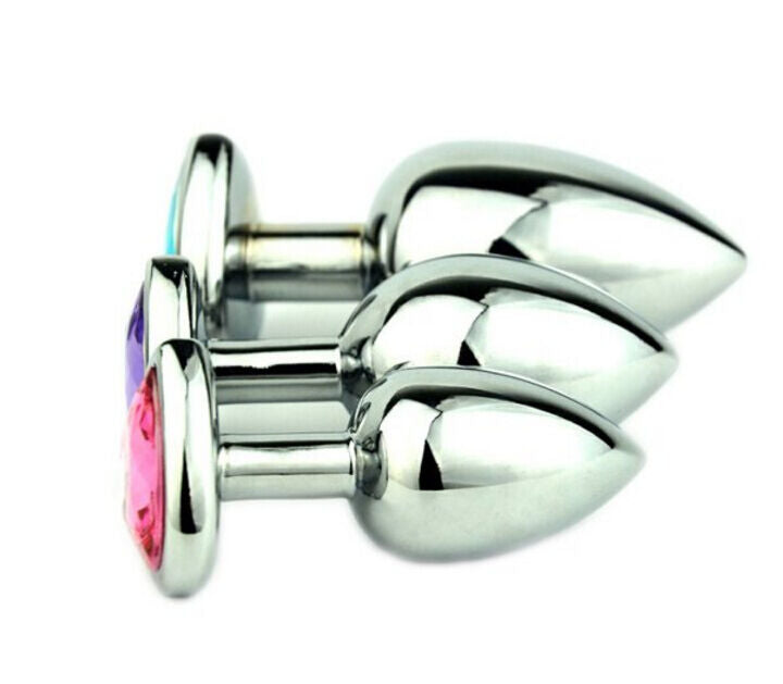 Heart ButtToy Plug Anal Insert Stainless Steel Metal Plated Jeweled Sexy Stopper