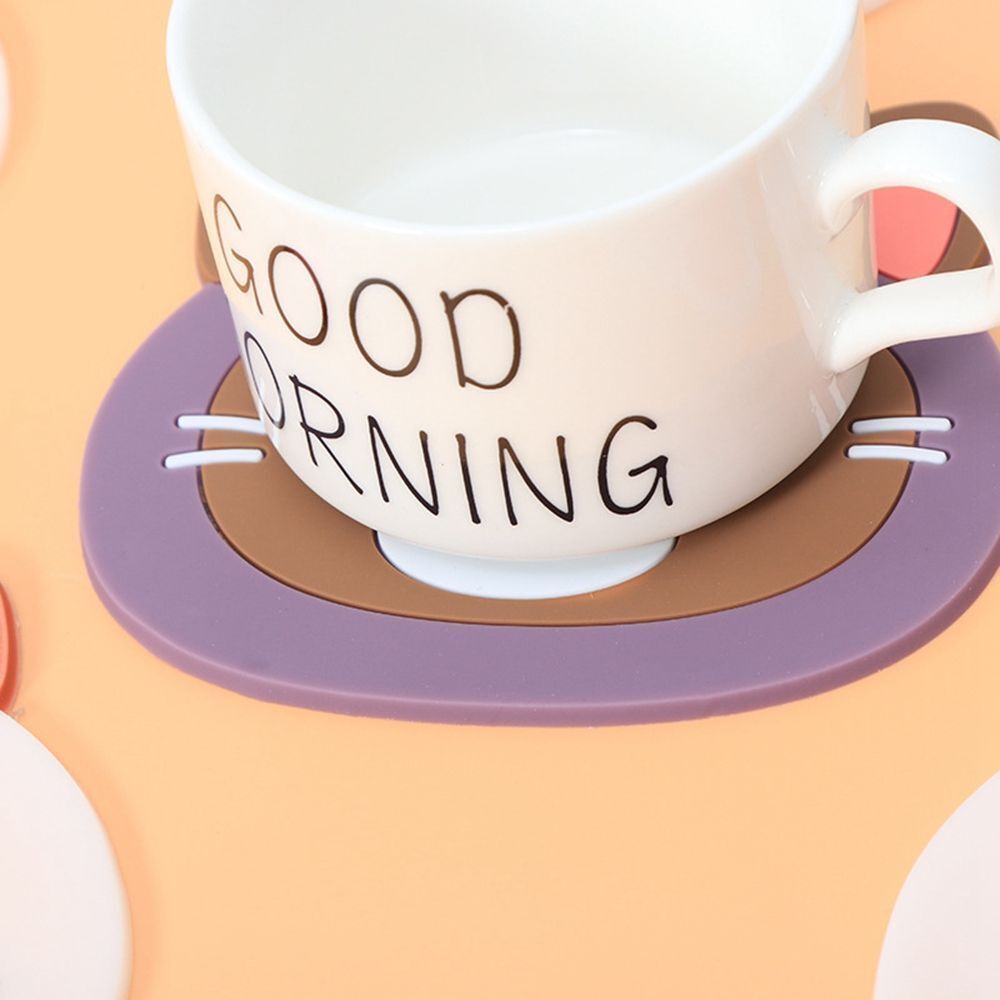 US 6 Pack Cat Coasters Mug Cushion Tea Cup Pad Tableware Mat Silicone Place Mat