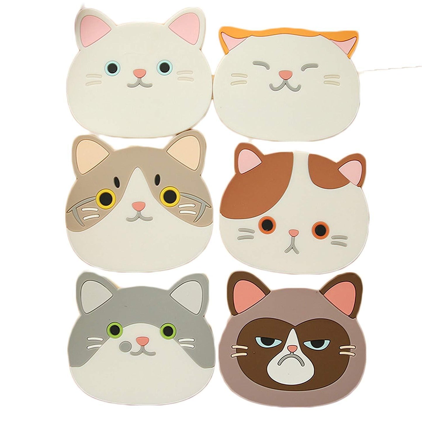 US 6 Pack Cat Coasters Mug Cushion Tea Cup Pad Tableware Mat Silicone Place Mat