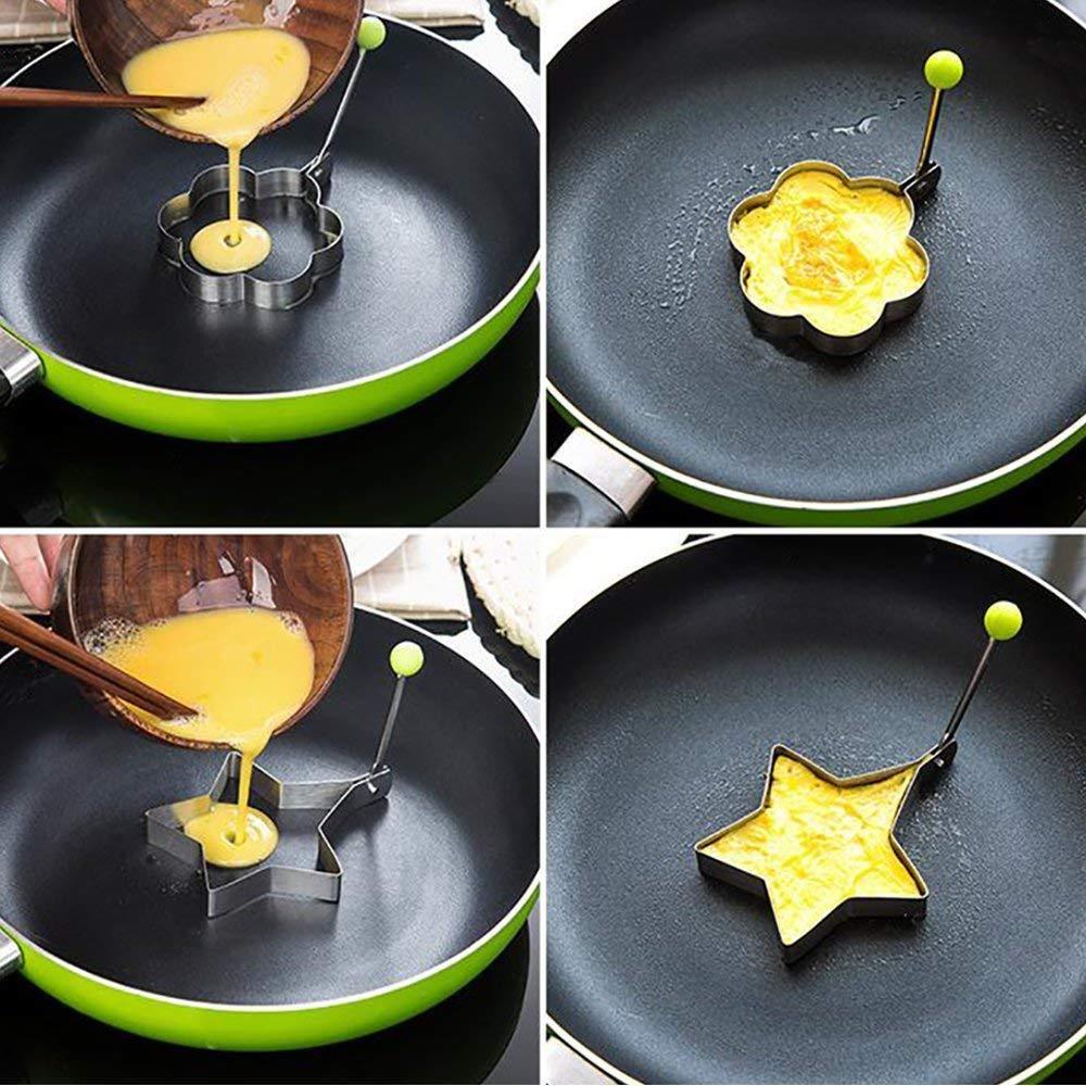 5Pcs Fried Egg Non Stick Stainless Steel Pancake Ring Mold Cooking Kitchen Tools