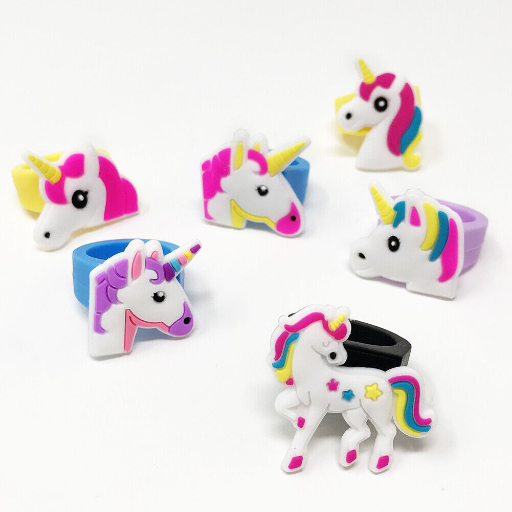 24-48 Rainbow Unicorn Jewelry Set Party Hair Band Bracelet Rings Hair Clip Kids