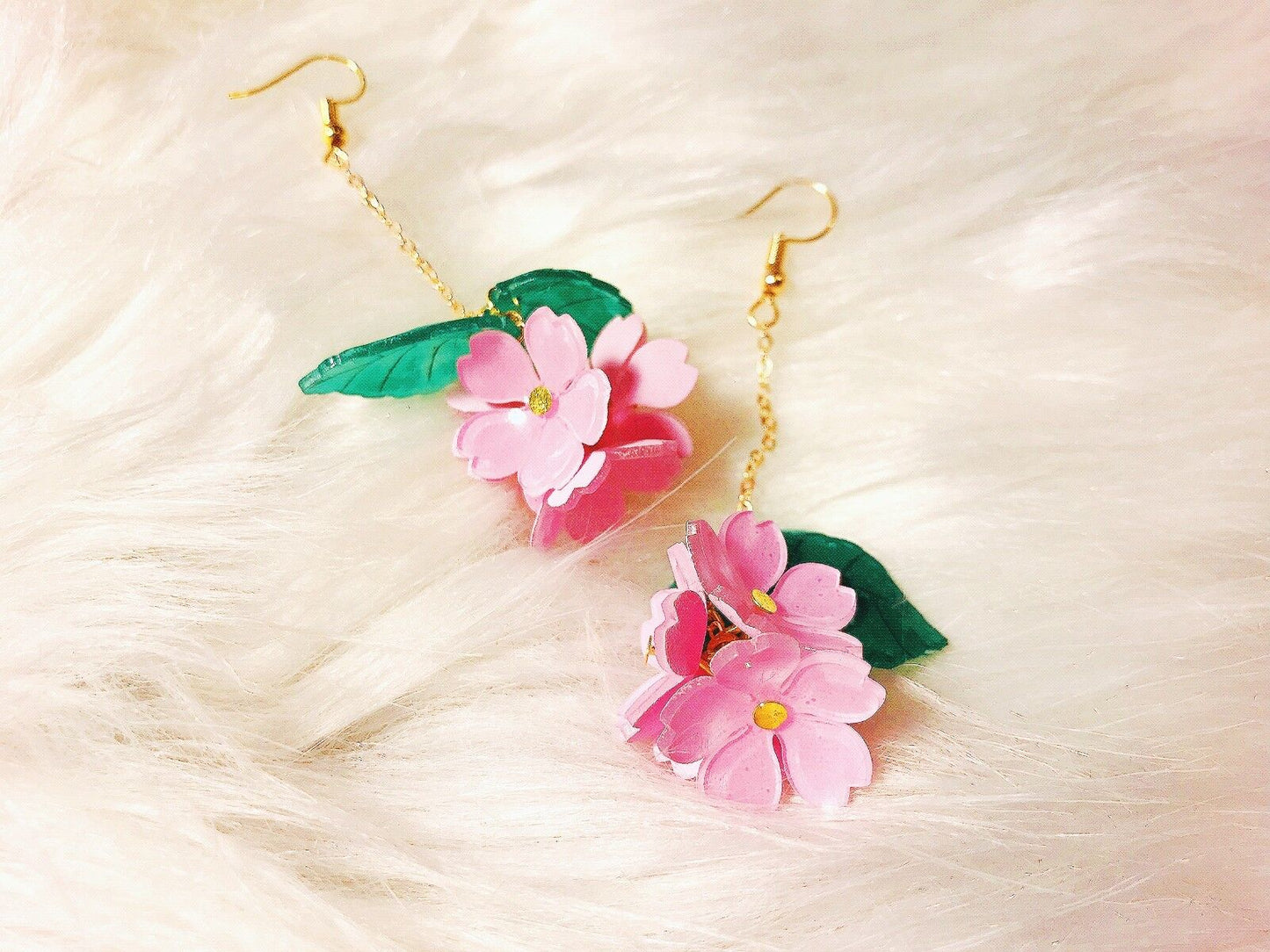 Made in the USA! Magik "Sakura Boutique" Handmade Cherry Blossom Drop Earring