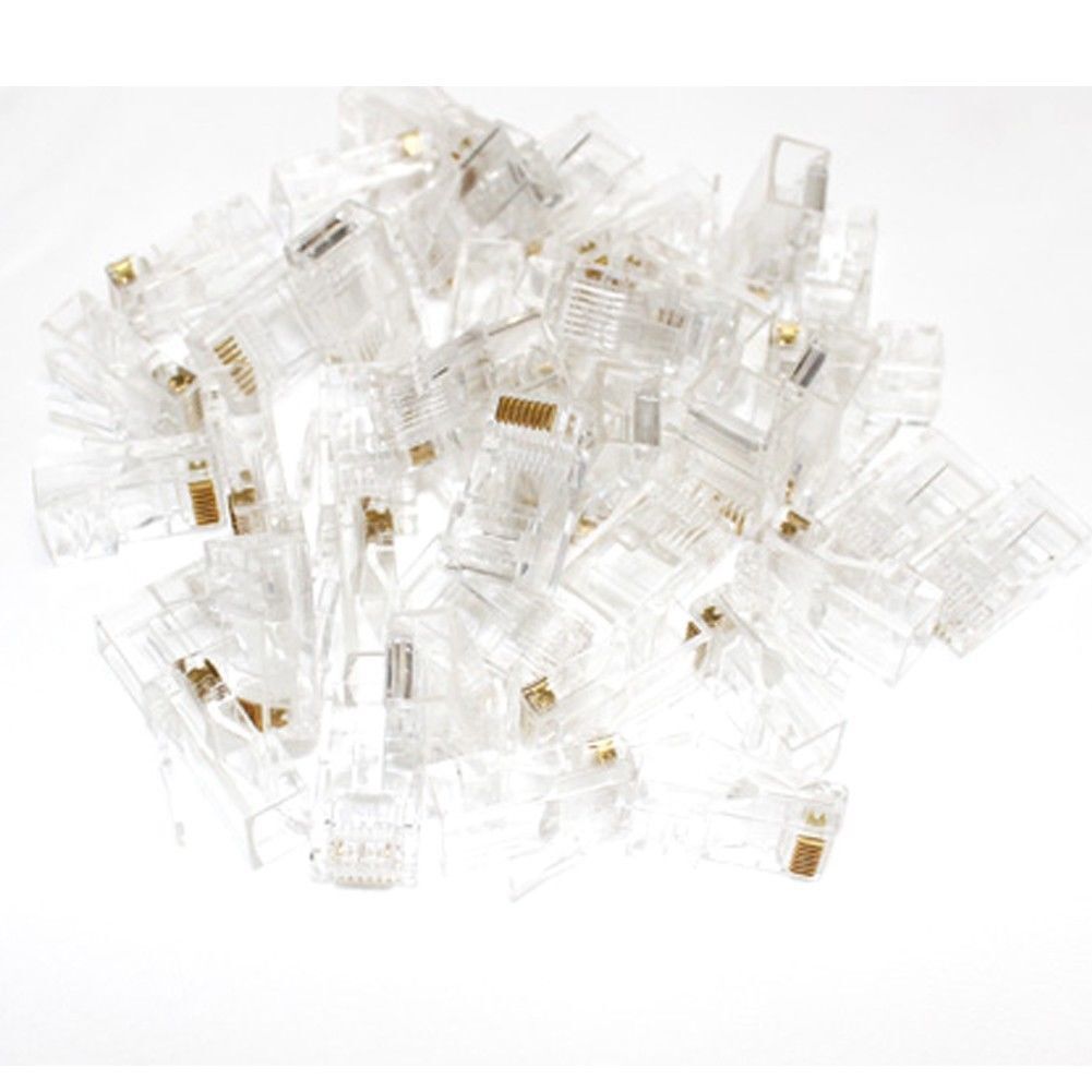 100 Pack RJ45 Ends CAT5E Ethernet Cable End Connectors Mocular Plugs Crimp