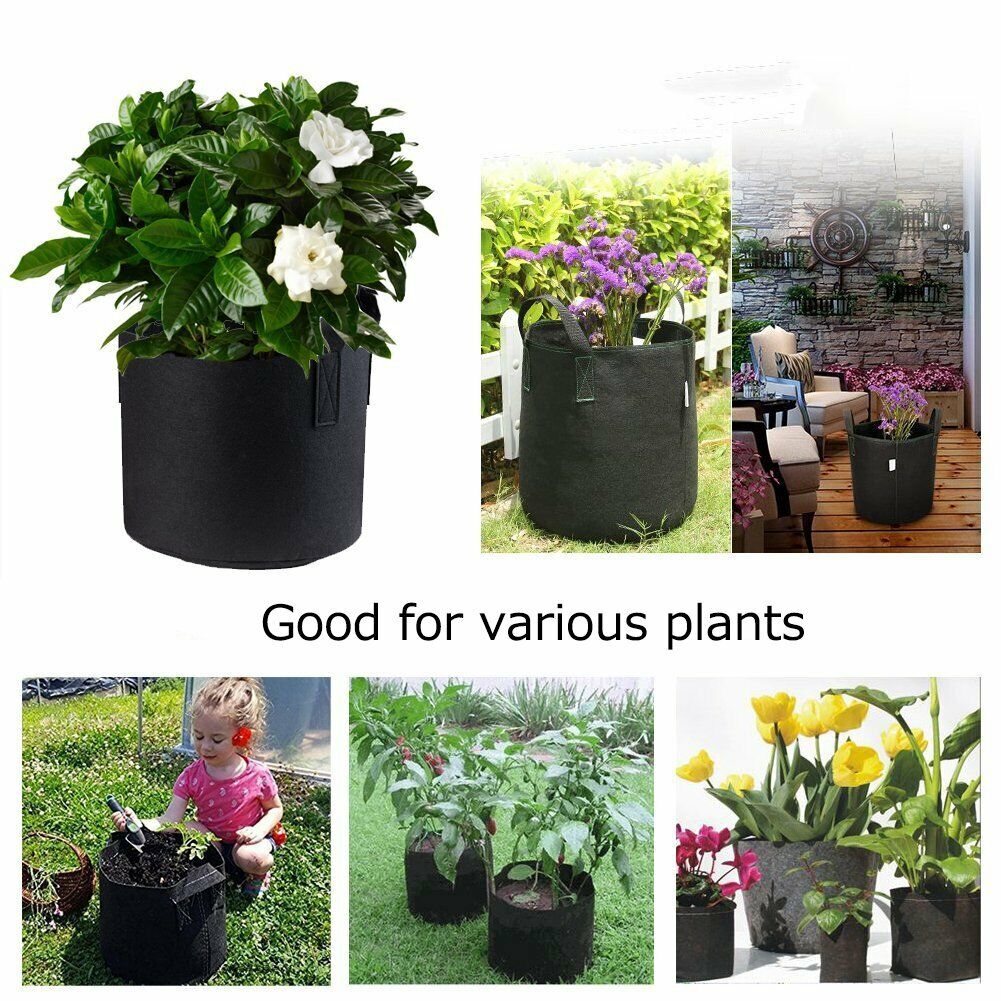 8 pcs Pack Black Fabric Grow Pots Breathable Plant Bags Smart Plant with handle