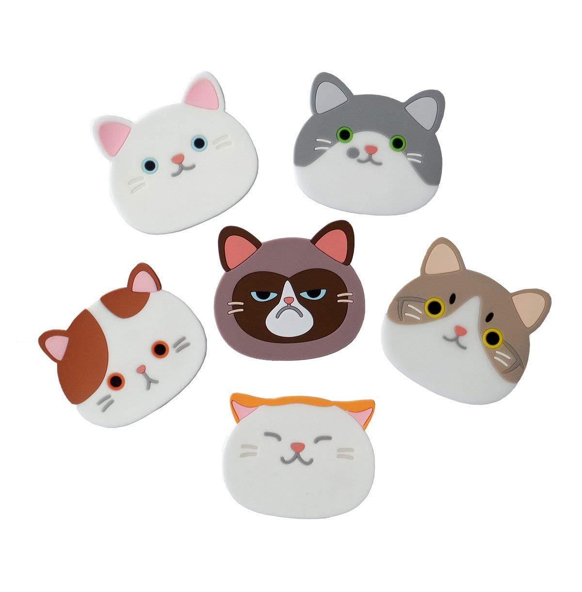 US 6 Pack Cat Coasters Mug Cushion Tea Cup Pad Tableware Mat Silicone Place Mat