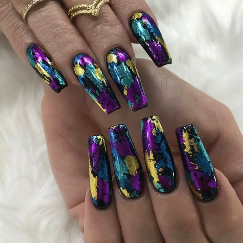 US 50 Sheets Holographic Flower Nail Foils Decal Nail Art Transfer Sticker Decor