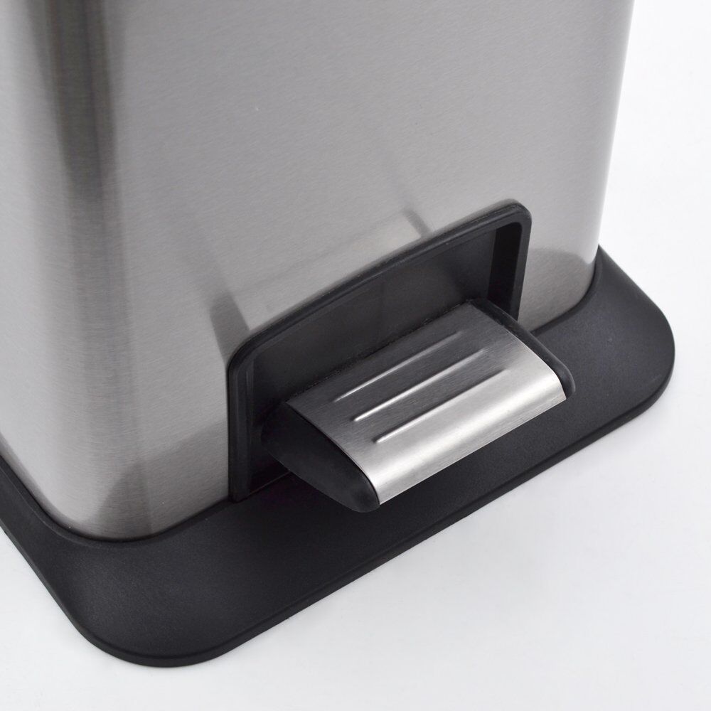 12L Stainless Steel Square Step Trash Can Removable Inner Bucket Silent Close