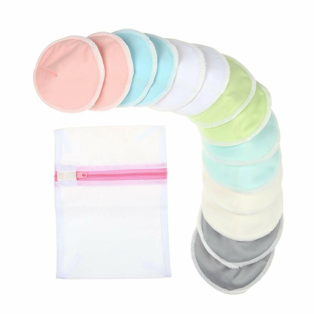 US 14 Bamboo Nursing Breast Nipple Pads Washable Pads with Wash Bags Leak-Proof