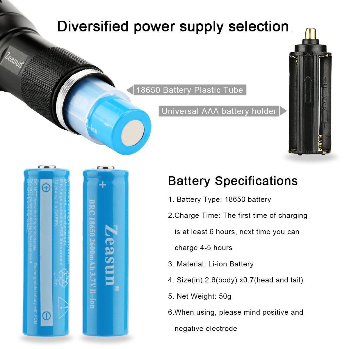 Zeasun A100 Tactical Telescoping Handheld Flashlight 900 Lumen 5 Modes Outdoor S