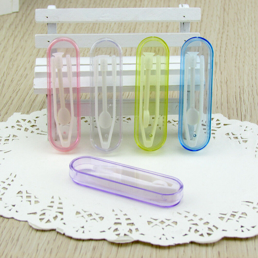 Magik Mini Travel Plastic Contact Lens Box Holder Case Container + Tweezer Set (